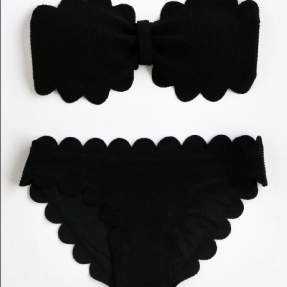 Scalloped Trim Bandeau Bikini Set